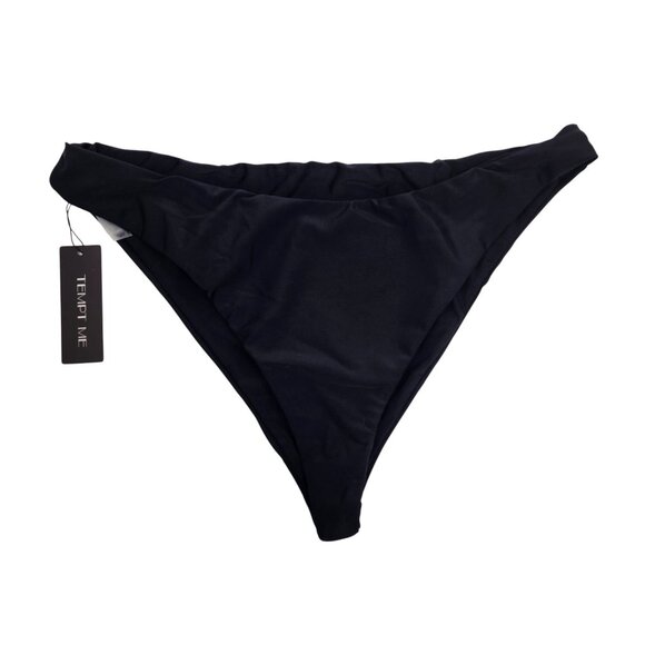 Tempt Me Black High-Cut Bikini Bottom Swimwear Size XL - Picture 1 of 4